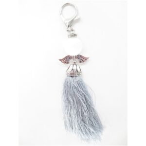 Guardian Angel sleutelhanger met ronde edelsteen hoofd - Grijs